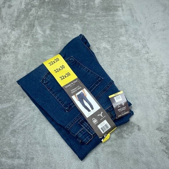 Kenneth Cole Mens Straight Fit Stretch Denim Jeans Dark Wash 32x30 a0091 - Picture 2 of 5